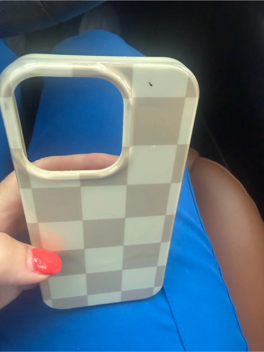 Neutral Checkered iPhone Case - Beige & White